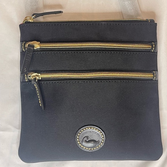 Dooney & Bourke Nylon North South Triple Zip Crossbody Bag - RARE Black LOGO NWT - Picture 2 of 10